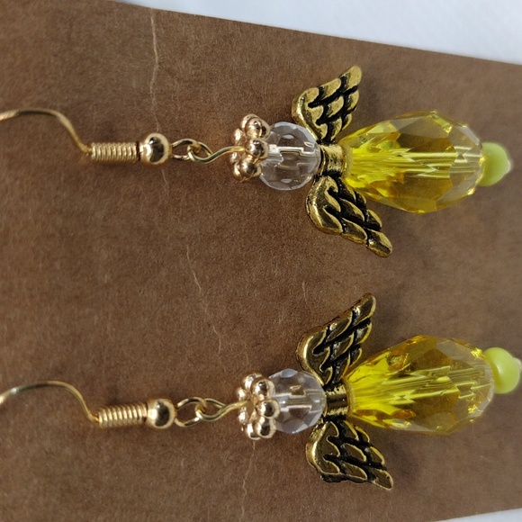 Yellow Angel with Gold Wings - Picture 2 of 2